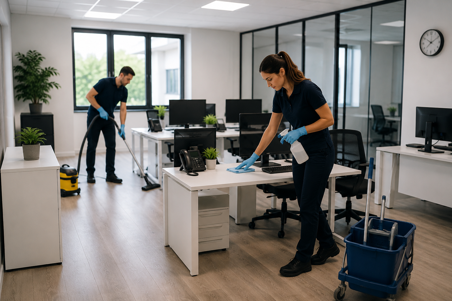 Technicien réalisant nettoyage bureaux nantiat