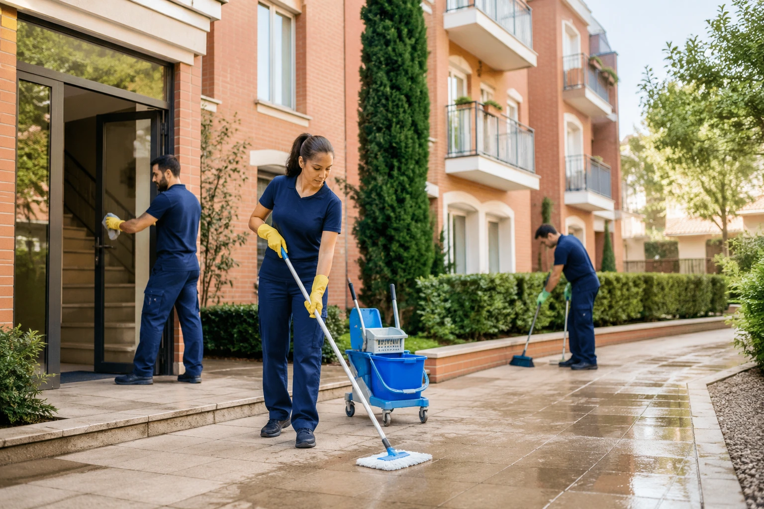 équipe professionnelle faisant un nettoyage copropriété à Toulouse